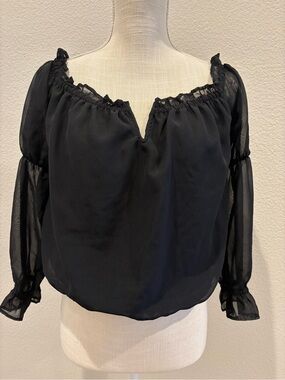 Guess Black Sheer Off-Shoulder Tank Top